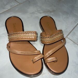 Toscana Women's Brown Sandals with Gold Accents